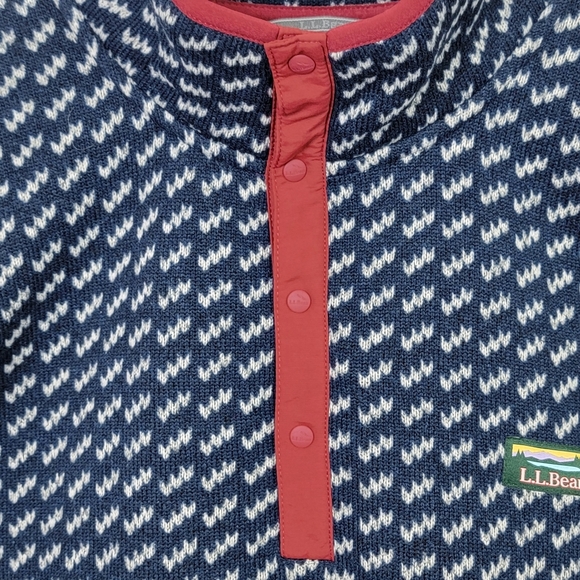 L.L. Bean Navy Birdseye Print Slightly Fitted Fleece Pullover Sweater Sz XXL NEW - Picture 5 of 11
